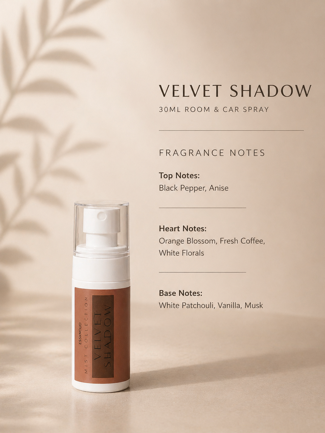 Velvet Shadow Room/car fragrance spray 30ml